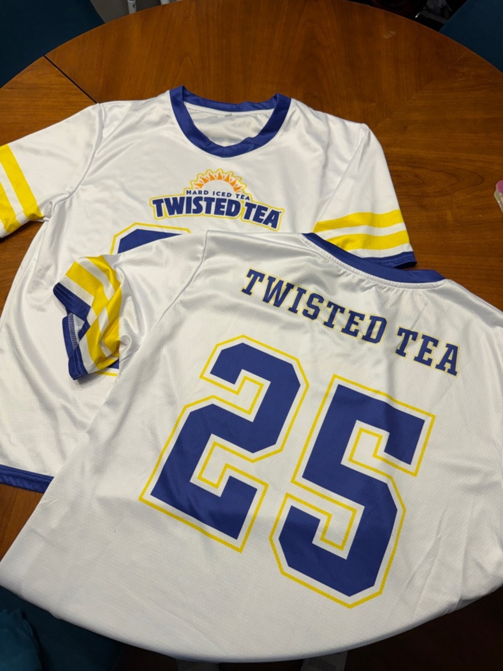 Twisted Women's White Jersey with Blue & Yellow Accents